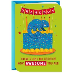 No Hiding Your Awesomeness Chameleon Birthday Card for Grandson