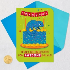 No Hiding Your Awesomeness Chameleon Birthday Card for Grandson