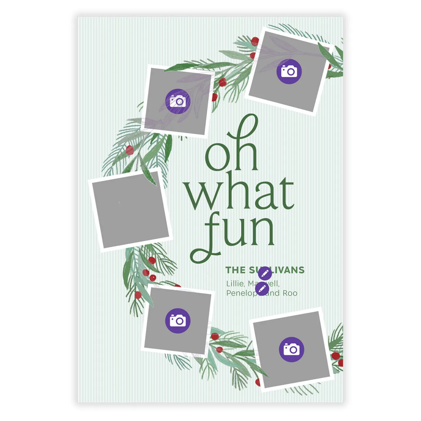 Oh What Fun Photo Collage Flat Holiday Photo Card