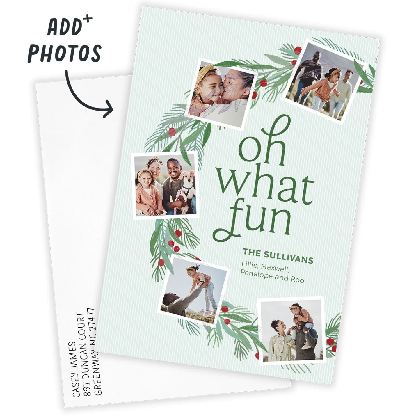 Oh What Fun Photo Collage Flat Holiday Photo Card