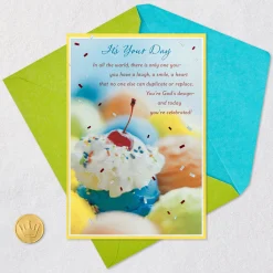 Only One You Ice Cream Scoops Religious Birthday Card