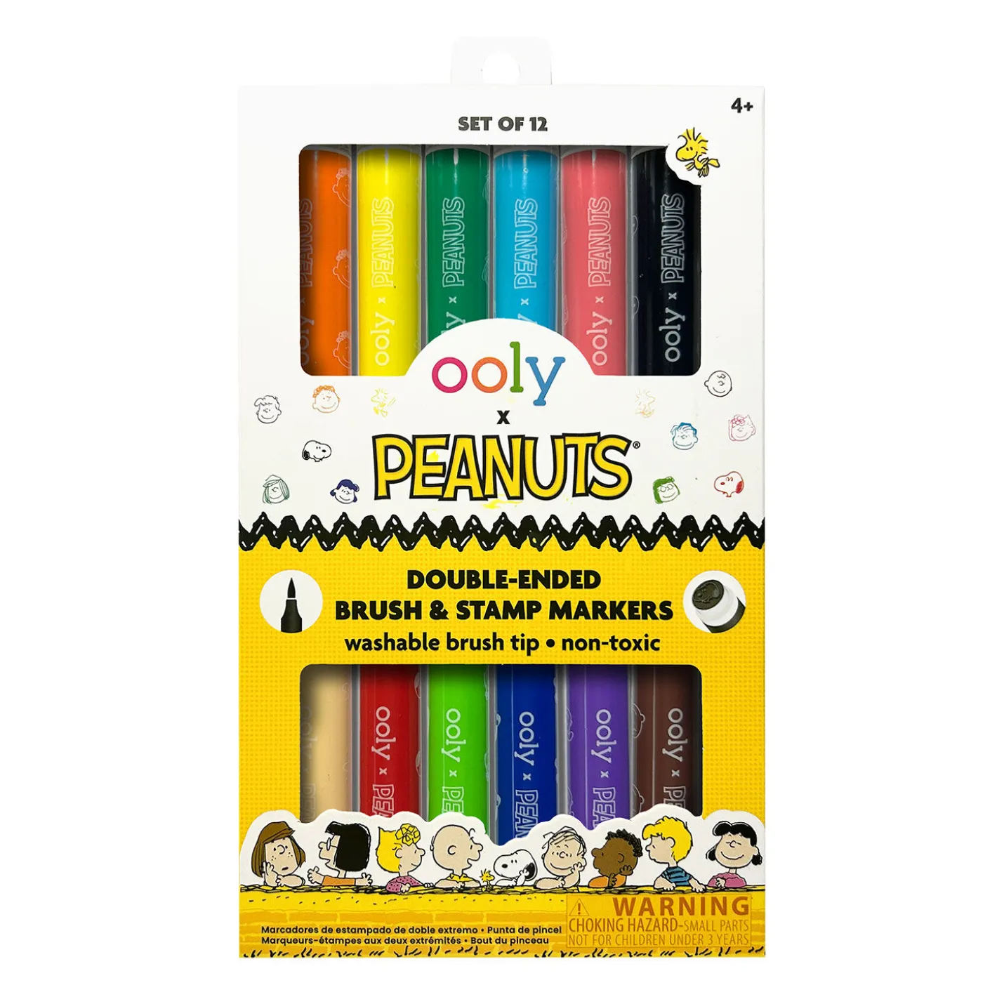 Ooly Peanuts Double-Ended Brush and Stamp Markers, 12-count