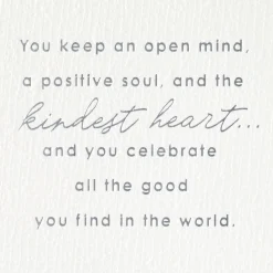 Open Mind, Positive Soul and Kind Heart Birthday Card for Wife