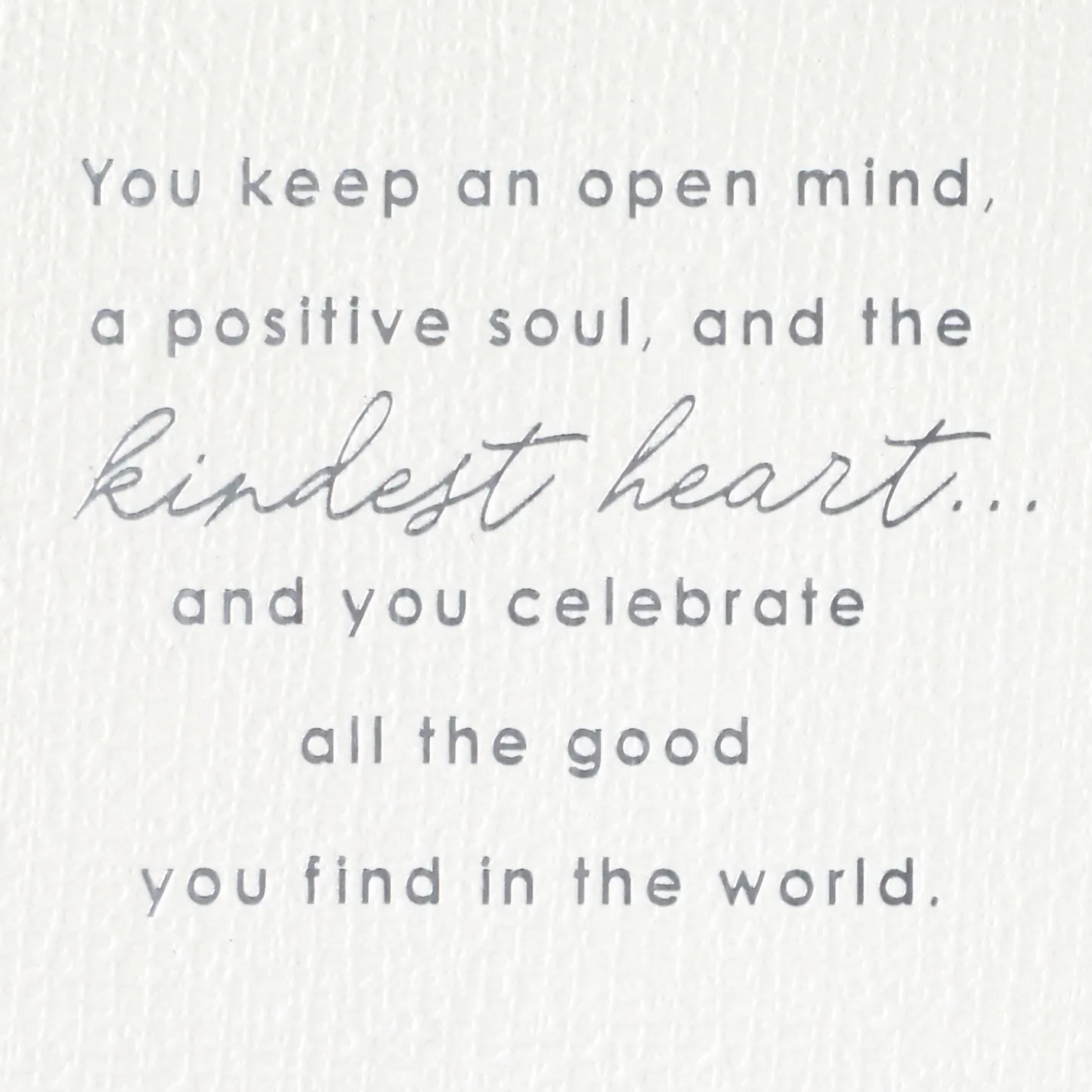 Open Mind, Positive Soul and Kind Heart Birthday Card for Wife