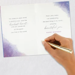Open Mind, Positive Soul and Kind Heart Birthday Card for Wife