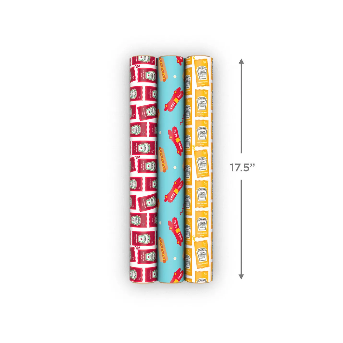 Oscar Mayer™ and Heinz Condiments 3-Pack Wrapping Paper Mini Roll Bundle, 45 sq. ft. total