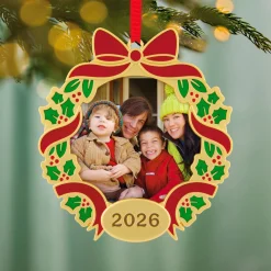 Our Family Christmas 2026 Metal Personalized Ornament, Custom Photo