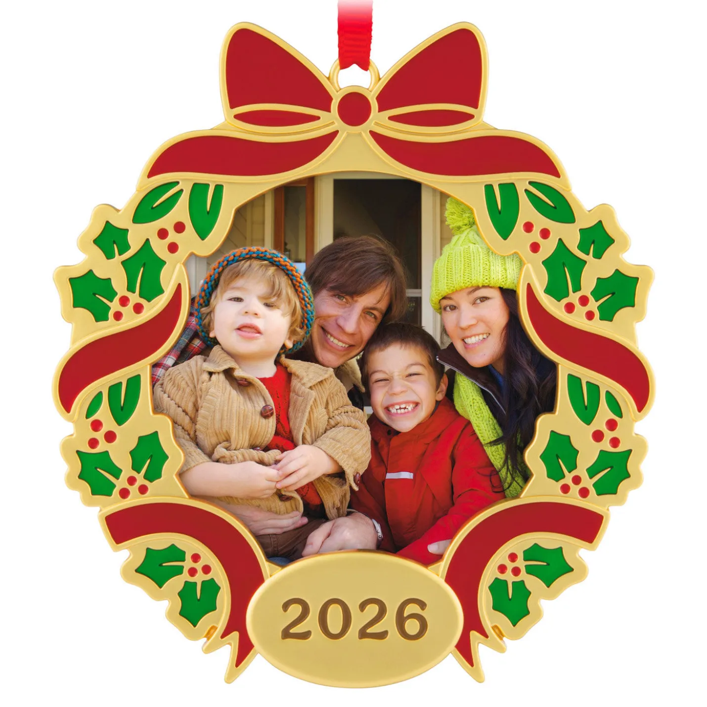 Our Family Christmas 2026 Metal Personalized Ornament, Custom Photo