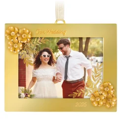 Our Wedding 2025 Metal Personalized Ornament, Custom Photo
