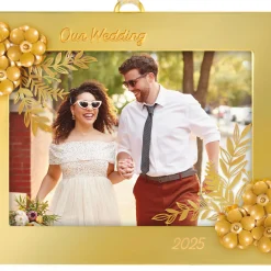Our Wedding 2025 Metal Personalized Ornament, Custom Photo
