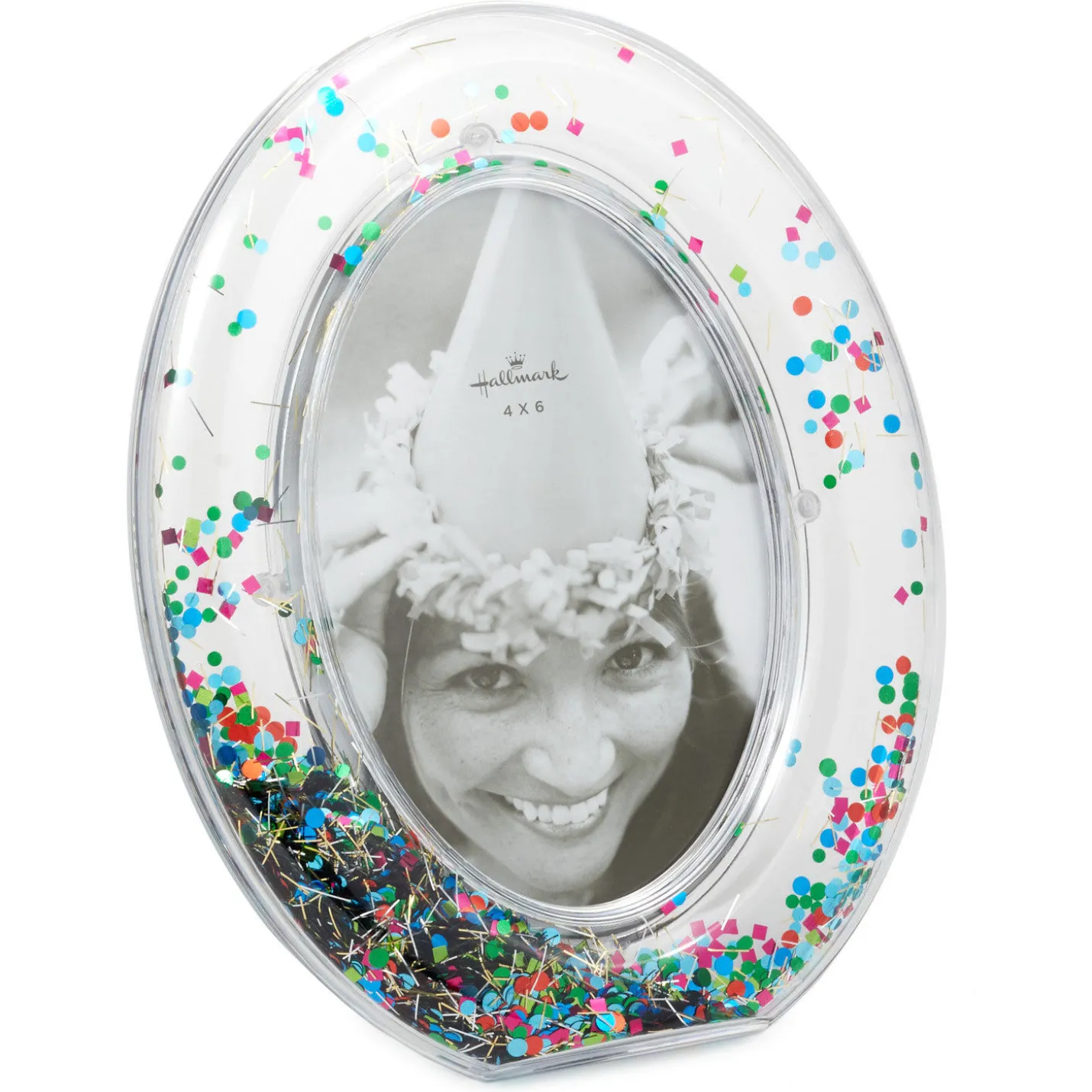 Oval Confetti-Filled Picture Frame, 4x6