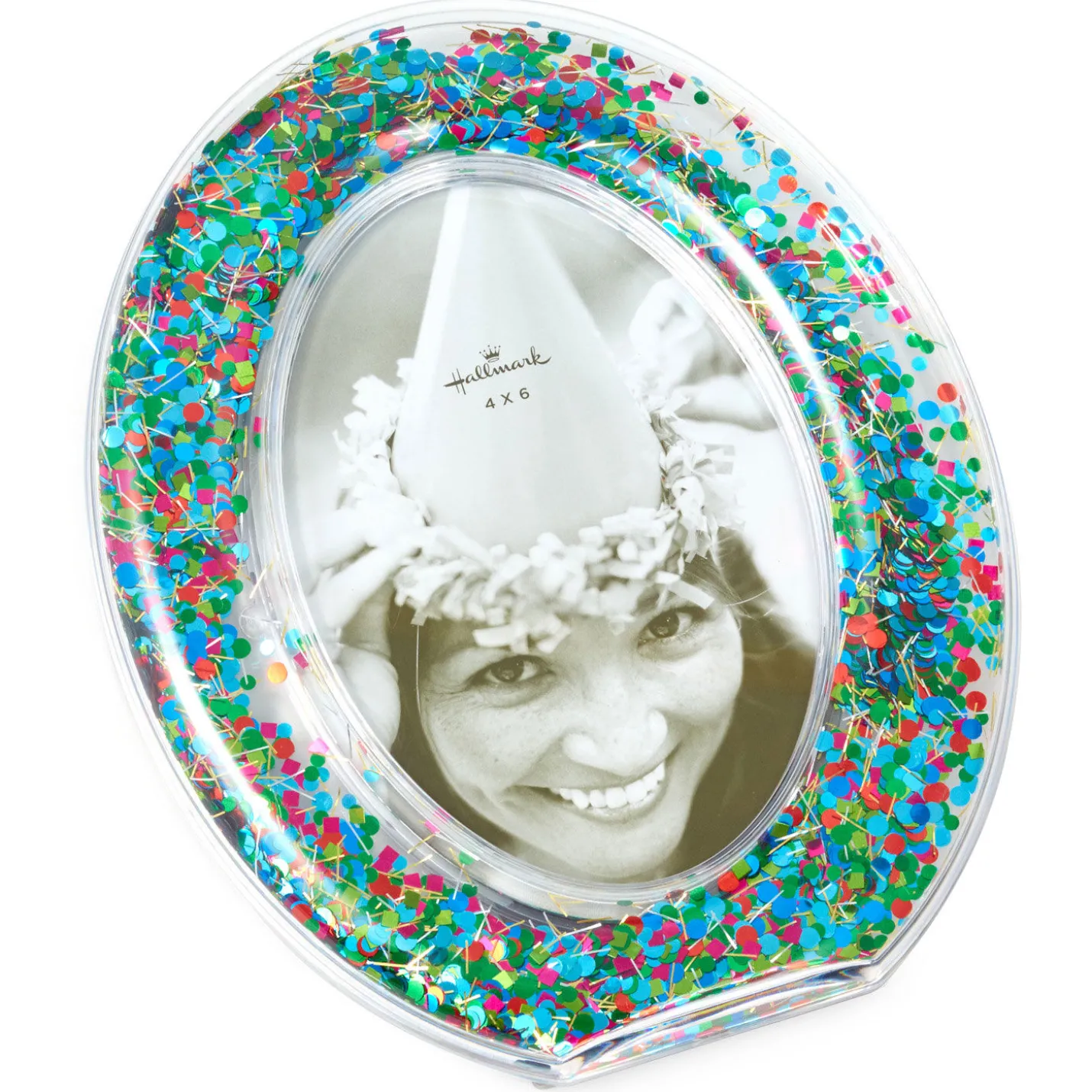 Oval Confetti-Filled Picture Frame, 4x6