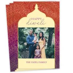 Paisley Ombre Flat Diwali Photo Card