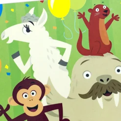 Party Animals Birthday Card for Kids With Mini Cards
