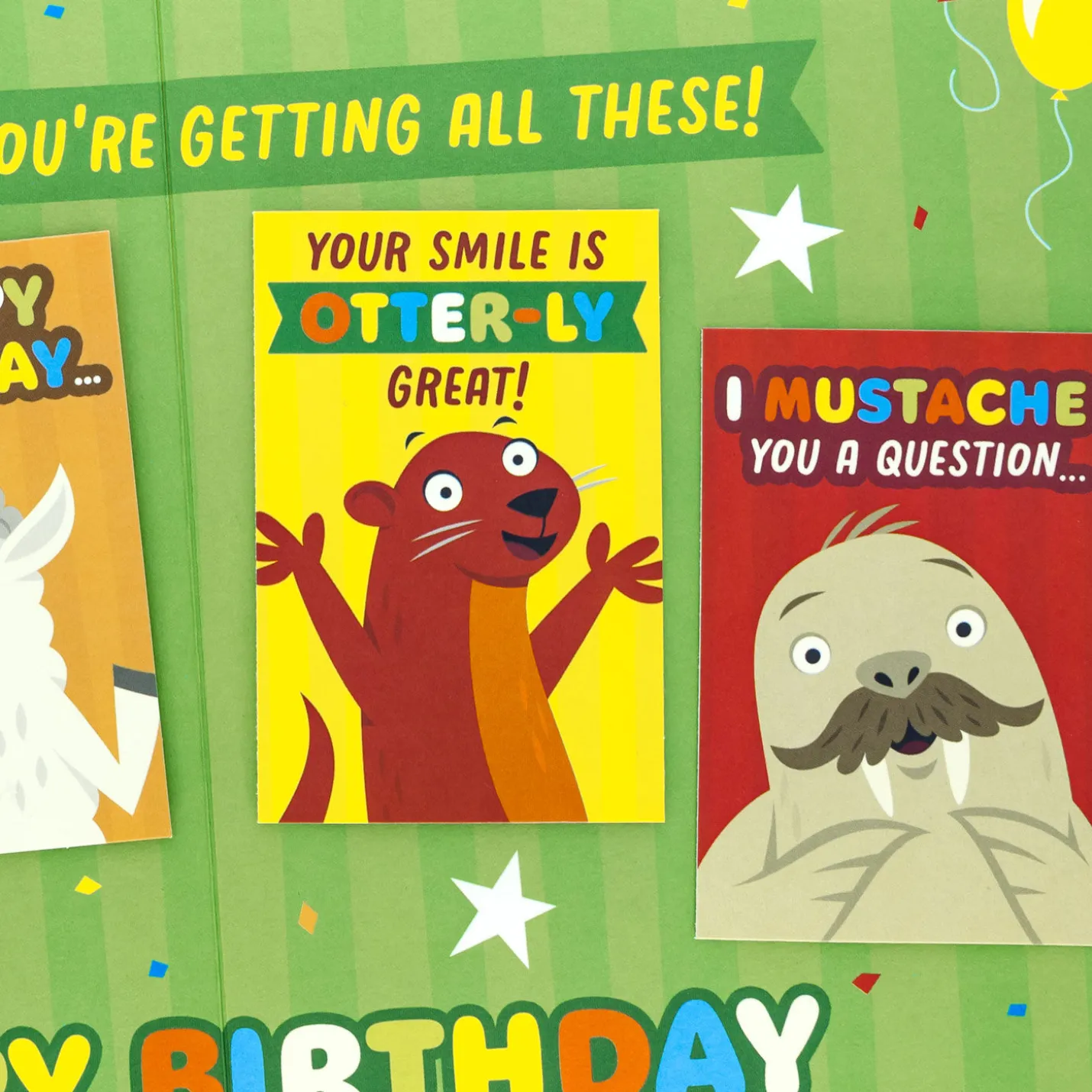 Party Animals Birthday Card for Kids With Mini Cards