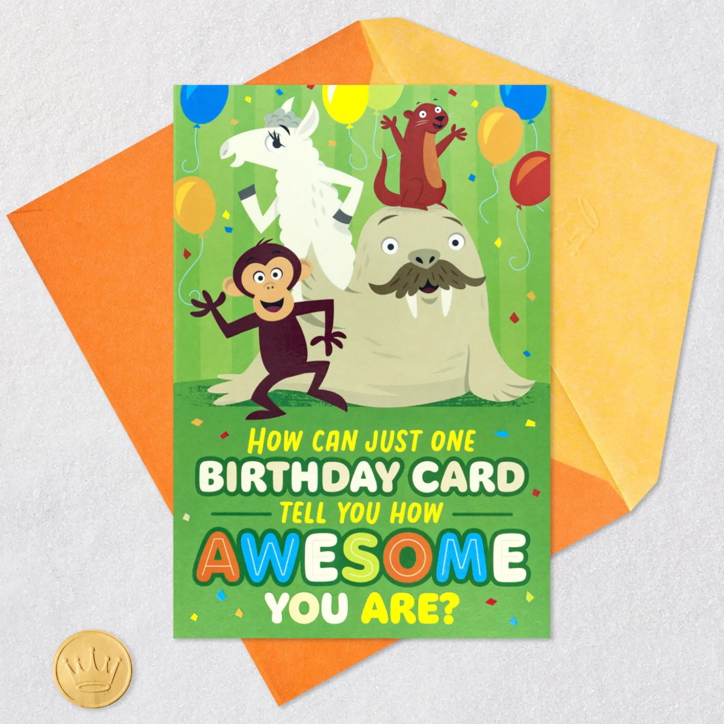 Party Animals Birthday Card for Kids With Mini Cards