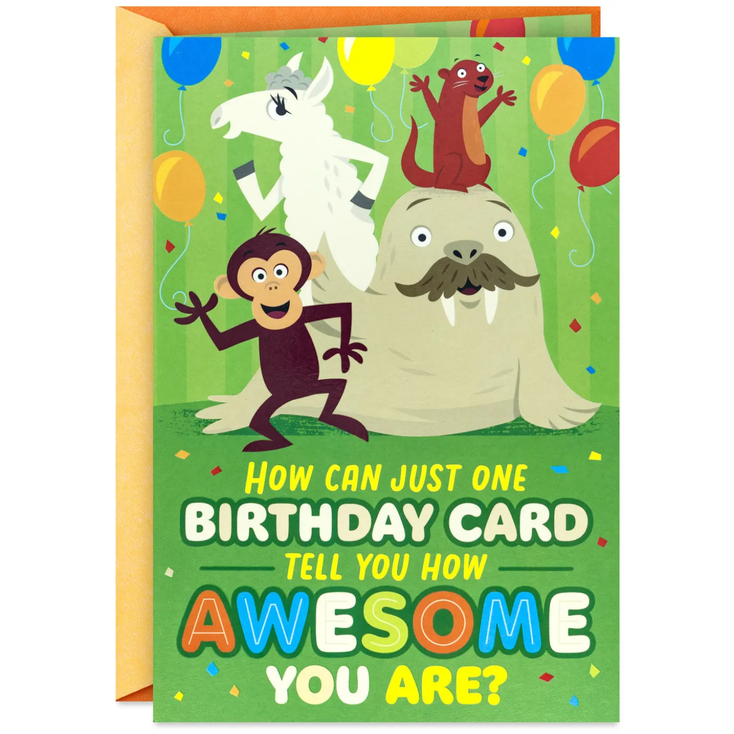 Party Animals Birthday Card for Kids With Mini Cards
