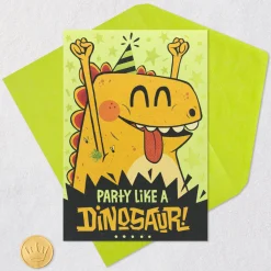 Party Like a Dinosaur Birthday Card for Kids With Stickers