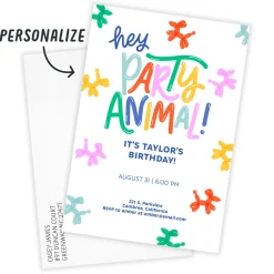 Party Animal Balloons Flat Birthday Invitation