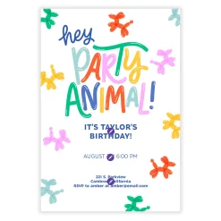 Party Animal Balloons Flat Birthday Invitation