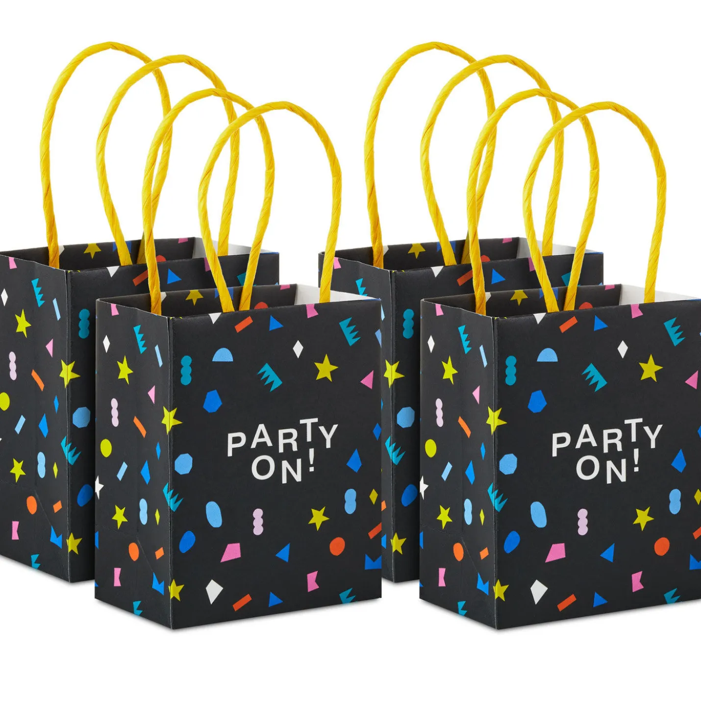 4" "Party On" Mini Treat Bags With Handles, Pack of 4