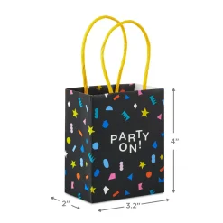 4" "Party On" Mini Treat Bags With Handles, Pack of 4