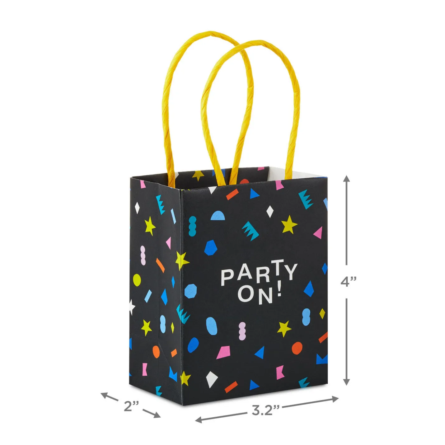 4" "Party On" Mini Treat Bags With Handles, Pack of 4