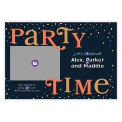 Party Time Confetti Flat Graduation Party Invitation
