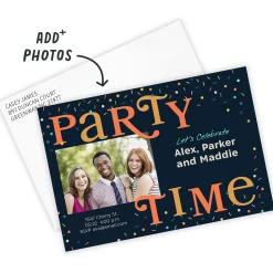 Party Time Confetti Flat Graduation Party Invitation