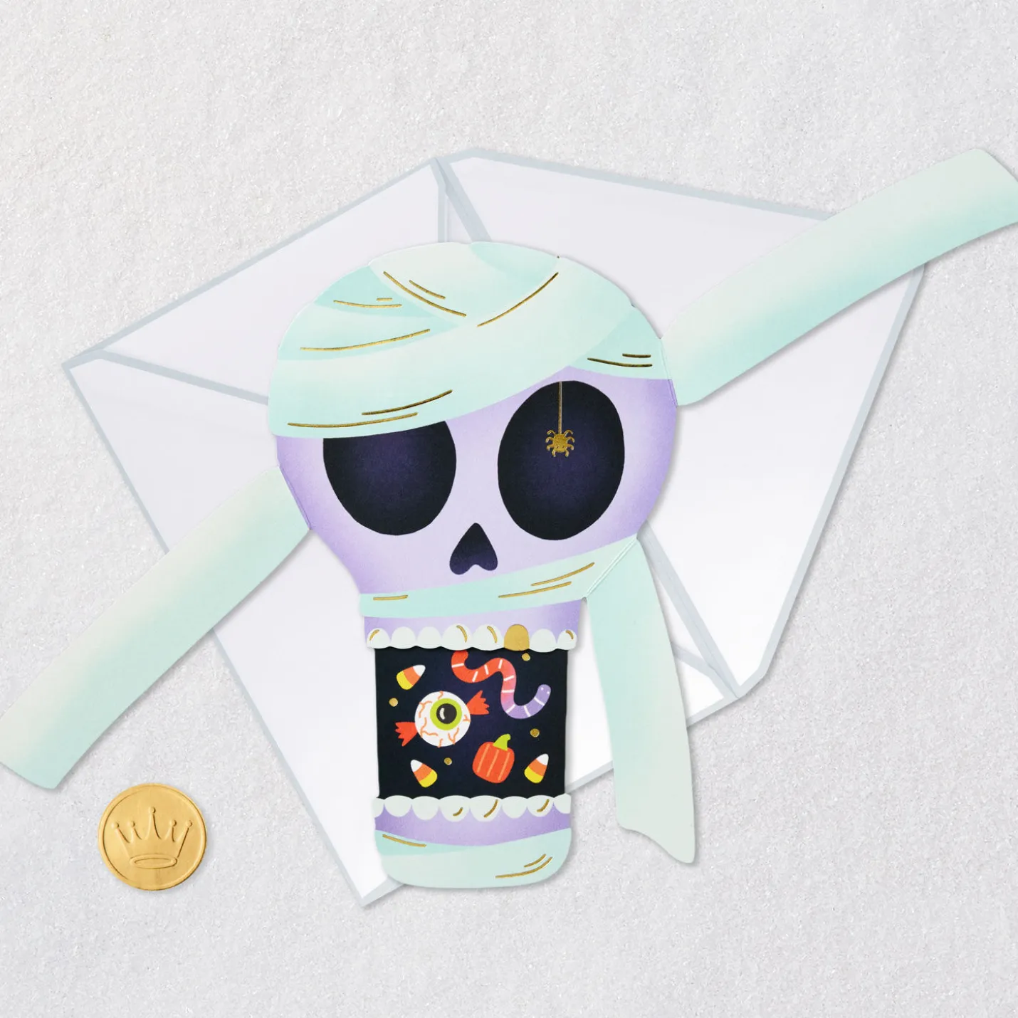 Party Your Face Off Mummy Paper Craft Halloween Card