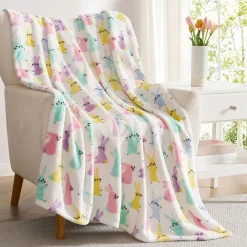 Pastel Bunnies Plush Fleece Throw Blanket, 50x70