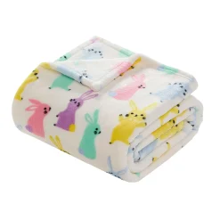 Pastel Bunnies Plush Fleece Throw Blanket, 50x70