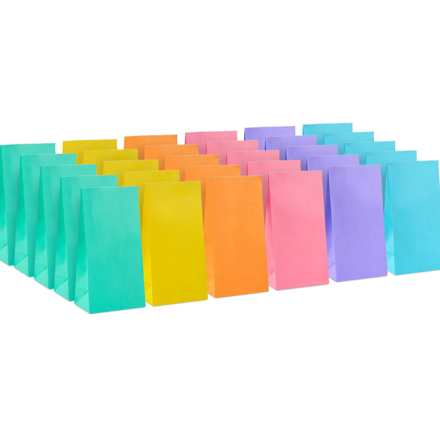 Pastel 6-Color Assortment Paper Goodie Bags, 30 total