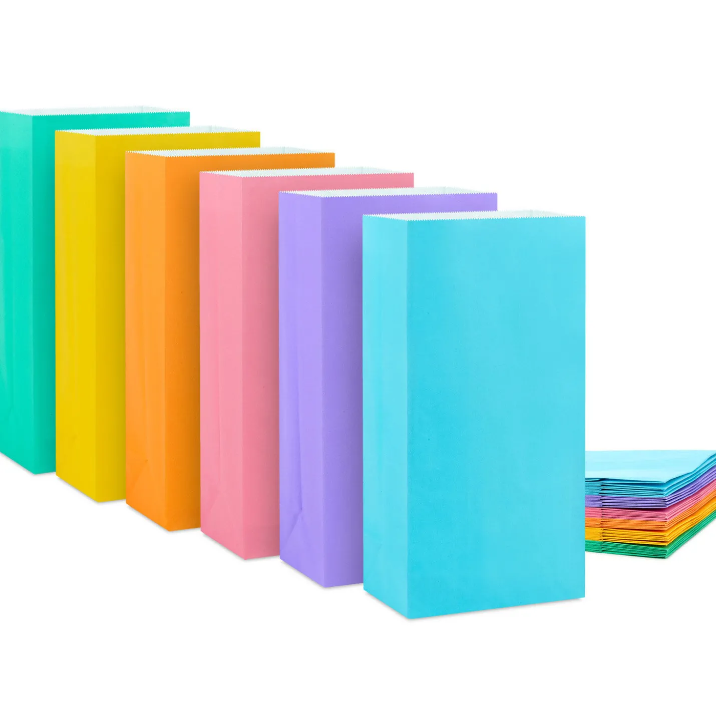 Pastel 6-Color Assortment Paper Goodie Bags, 30 total