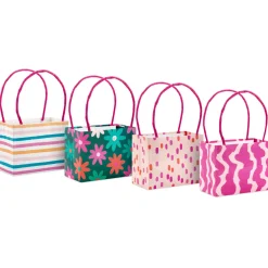 4" Patterned Pink Mini Horizontal Gift Bag Bundle