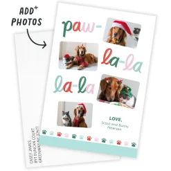 Paw La La La La Flat Holiday Photo Card From Pet