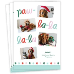 Paw La La La La Flat Holiday Photo Card From Pet