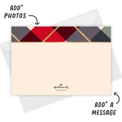 Peace and Love Plaid Flat Christmas Photo Card