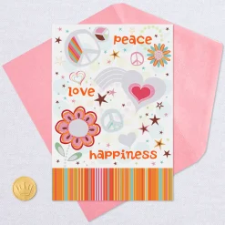 Peace, Love and Happiness Birthday Card