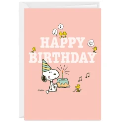 Peanuts® Cute Snoopy Party Custom Birthday Card