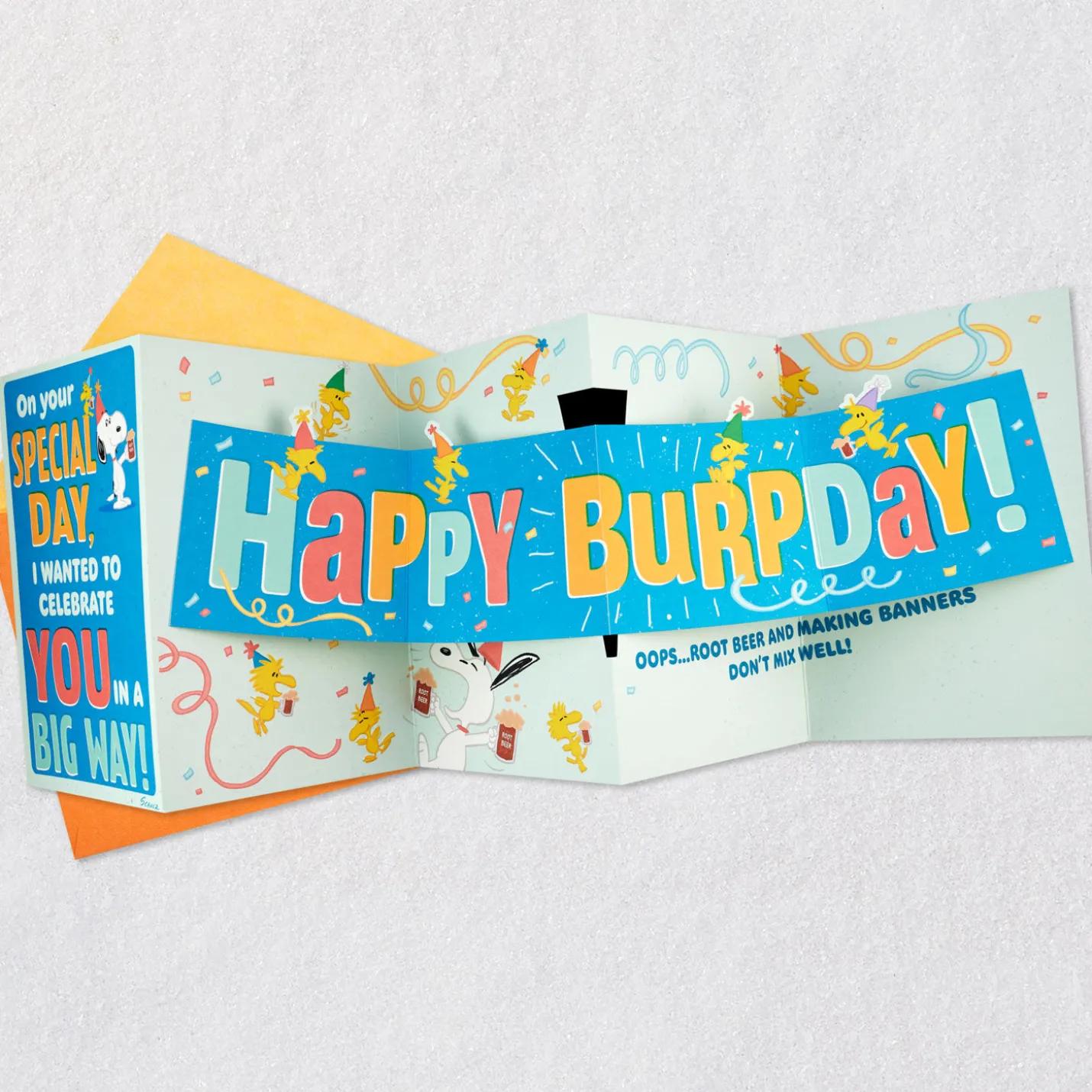 Peanuts® Snoopy and Woodstock Burpday Banner Funny Birthday Card