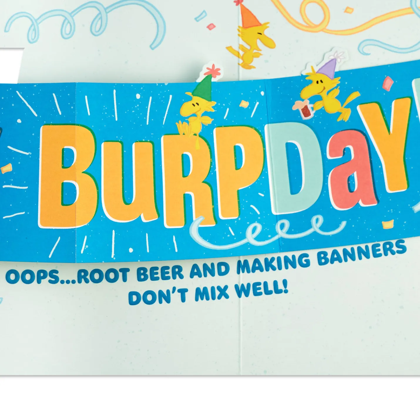 Peanuts® Snoopy and Woodstock Burpday Banner Funny Birthday Card