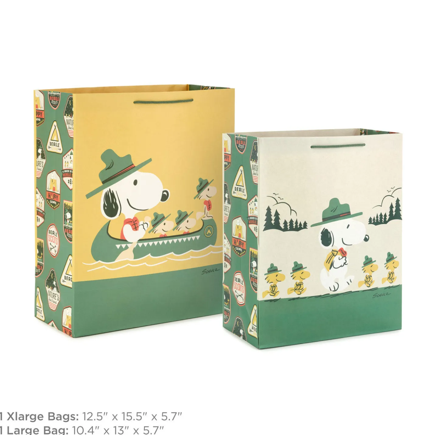 Peanuts® Beagle Scouts Snoopy and Troops 2-Pack Large and XL Gift Bags