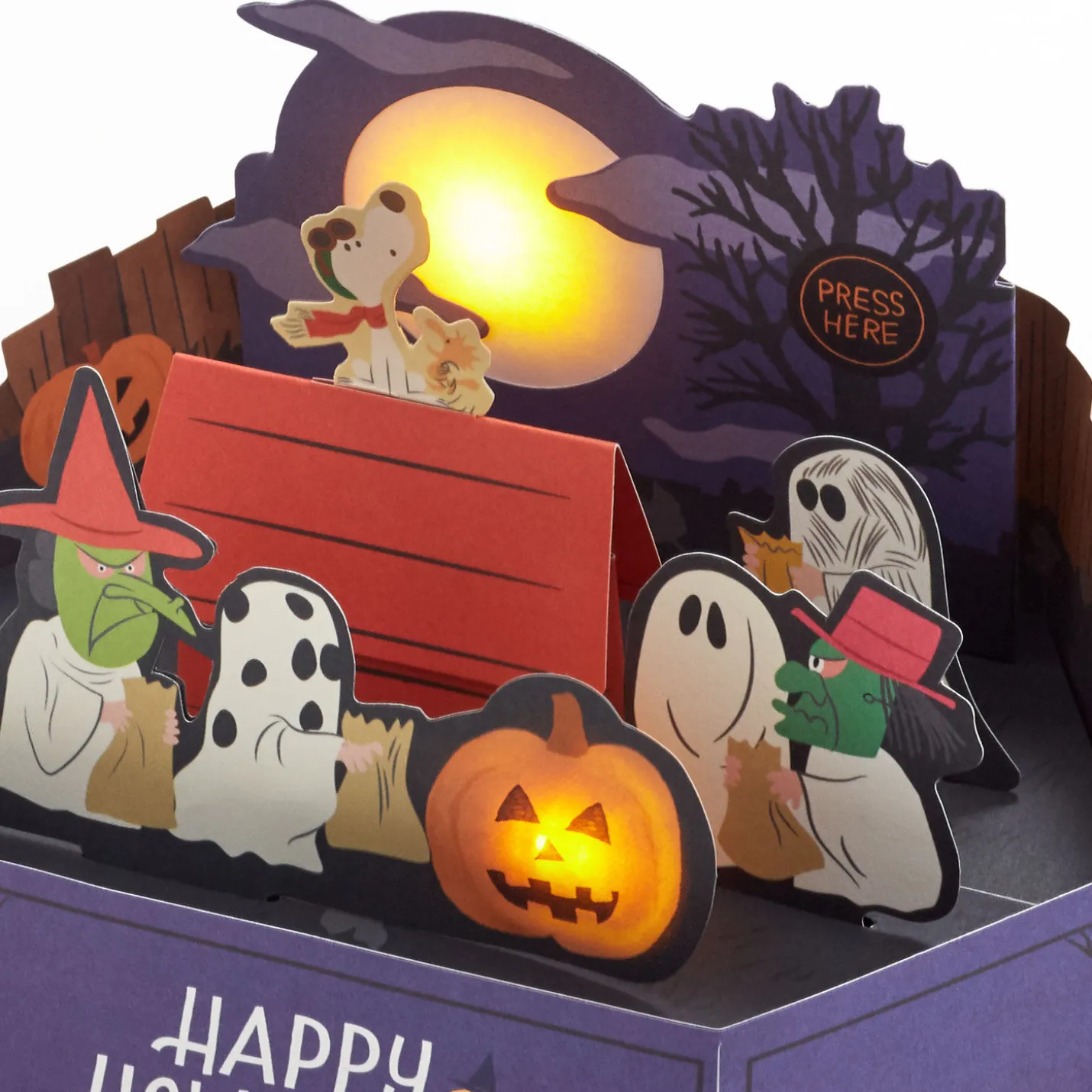 Peanuts® Happy Howl-oween, Snoopy Musical 3D Pop-Up Halloween Card with Light