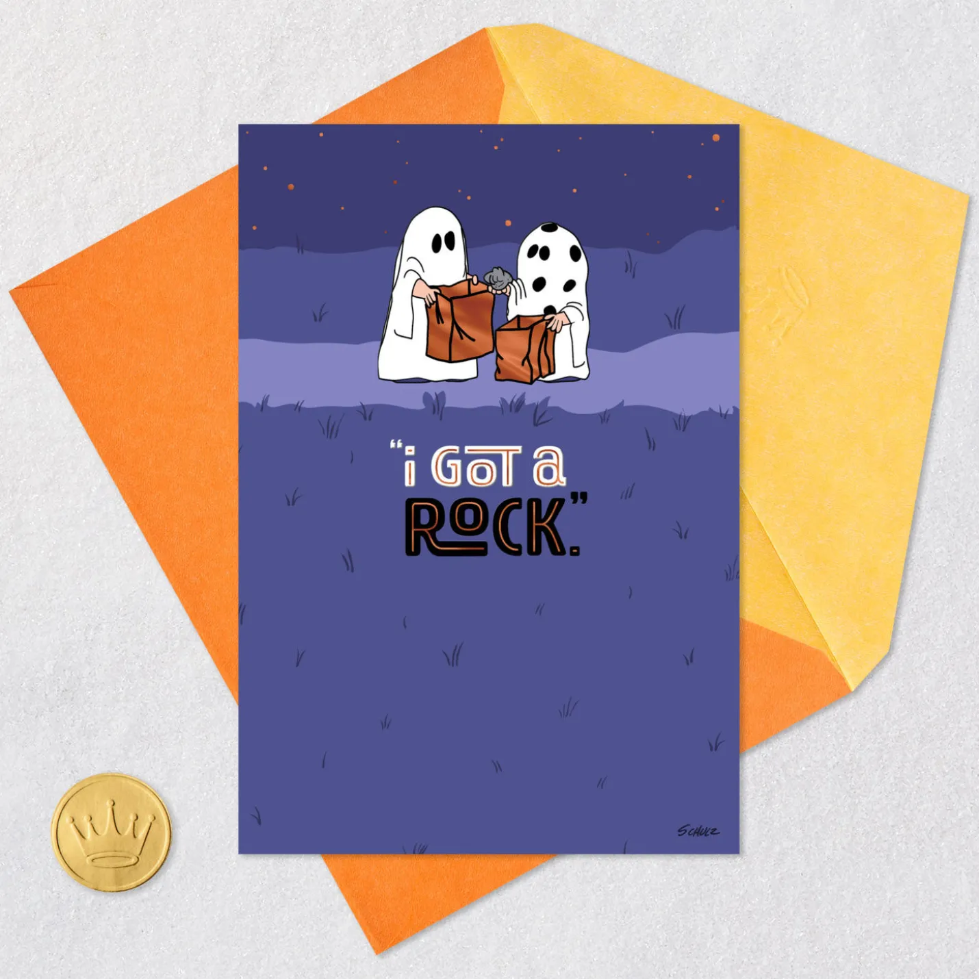 Peanuts® I Got a Rock Funny Halloween Card