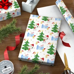 Peanuts® Santa Snoopy and Woodstock on White Christmas Wrapping Paper Roll, 25 sq. ft.