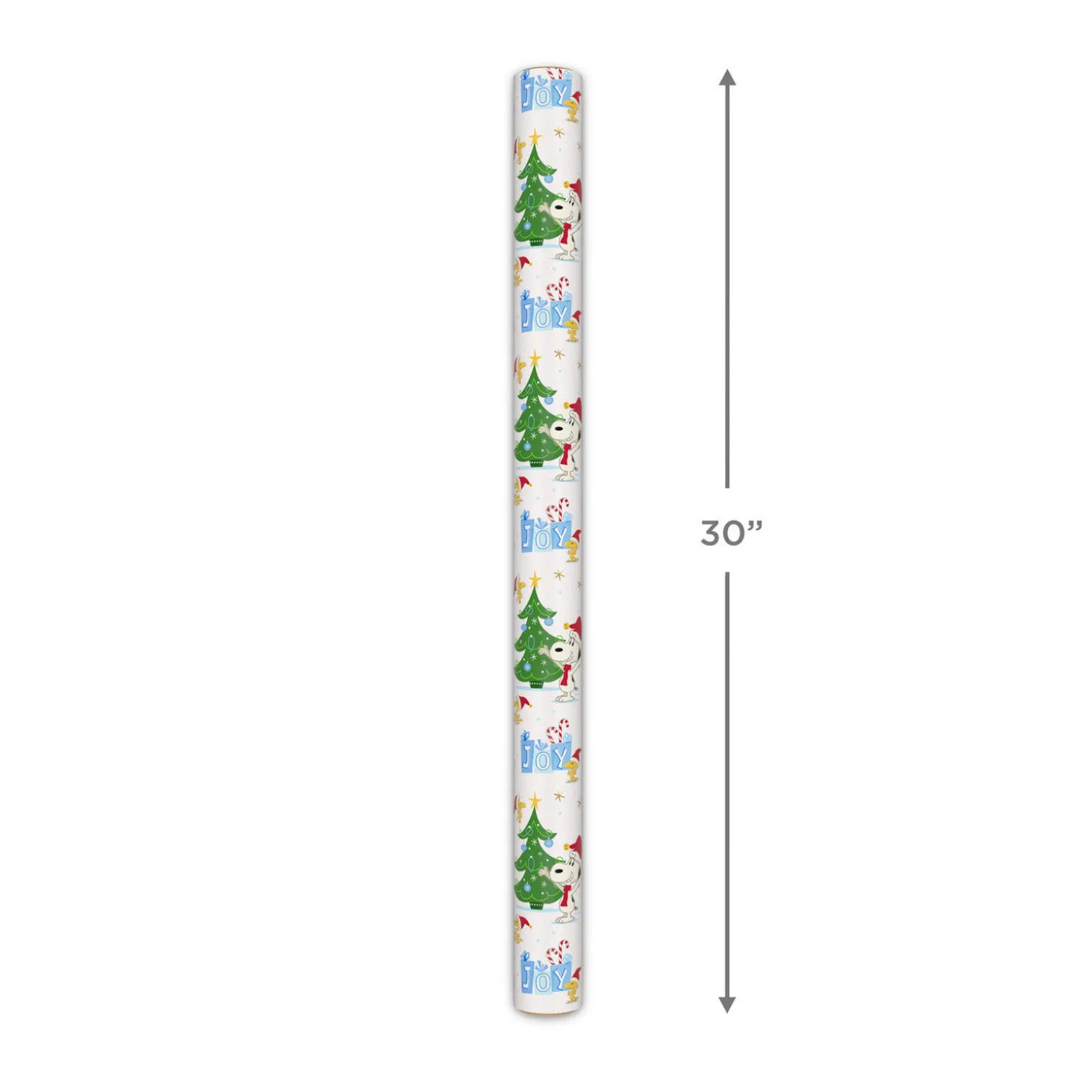 Peanuts® Santa Snoopy and Woodstock on White Christmas Wrapping Paper Roll, 25 sq. ft.