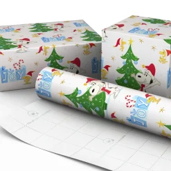 Peanuts® Santa Snoopy and Woodstock on White Christmas Wrapping Paper Roll, 25 sq. ft.