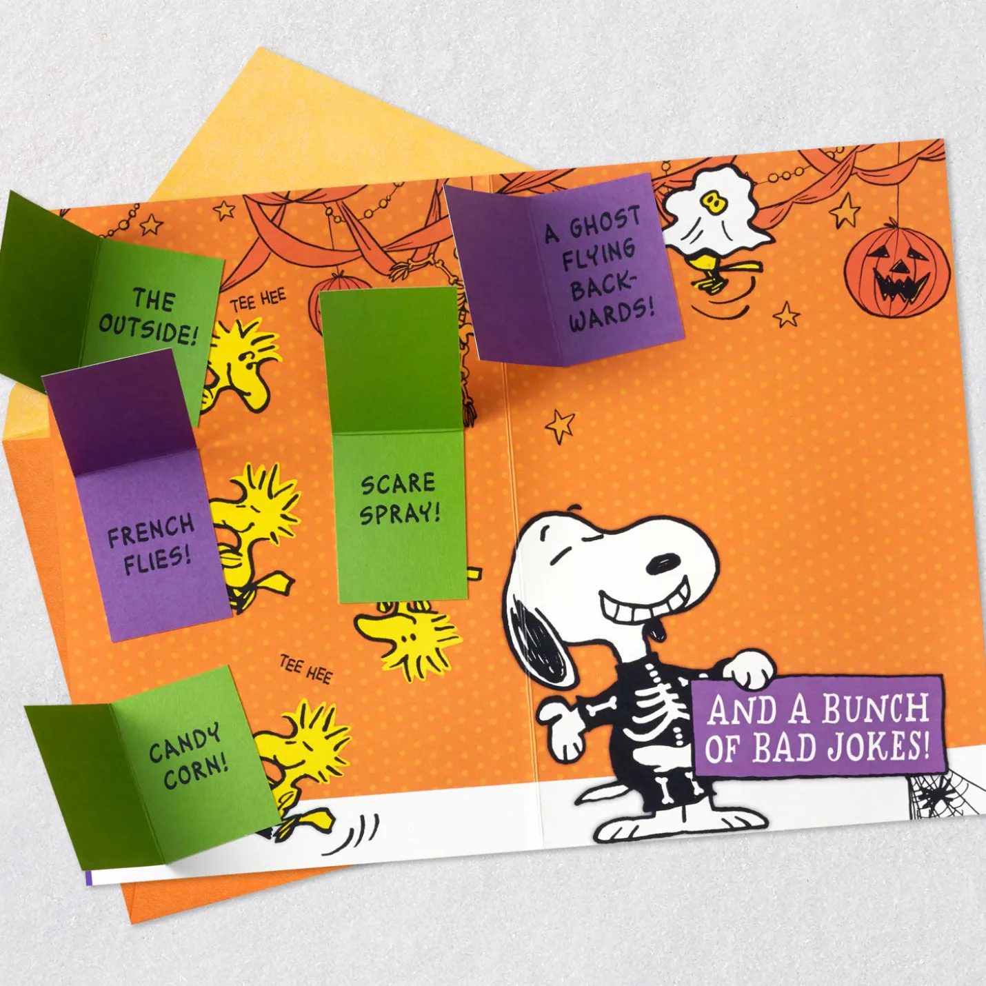 Peanuts® Snoopy and Woodstock Love and Jokes Funny Pop-Up Halloween Card
