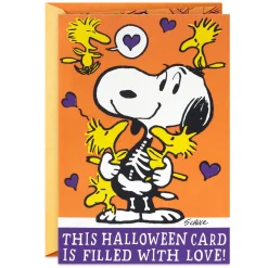 Peanuts® Snoopy and Woodstock Love and Jokes Funny Pop-Up Halloween Card